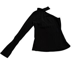 NWT Foundist Los Angeles one sleeve top party holiday dressy sz M black classic